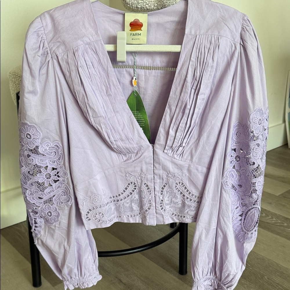 FARM Rio Light Purple Embroidered Blouse